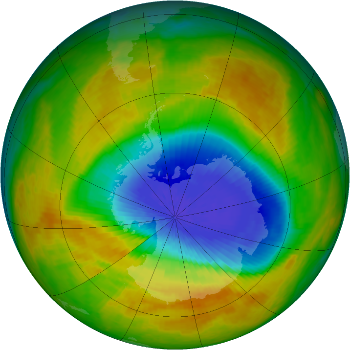 Antarctic ozone map for 09 October 2002